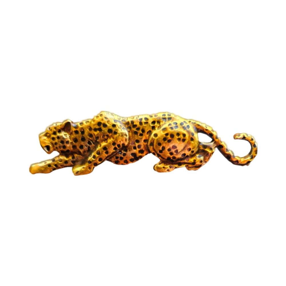 Vintage Gold Tone Leopard Brooch Pin unsigned